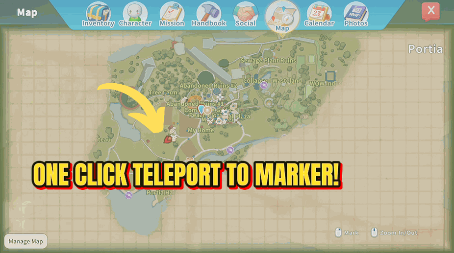 My Time at Portia — Waypoint Warp (Teleport to Map Marker) (screenshot 4)